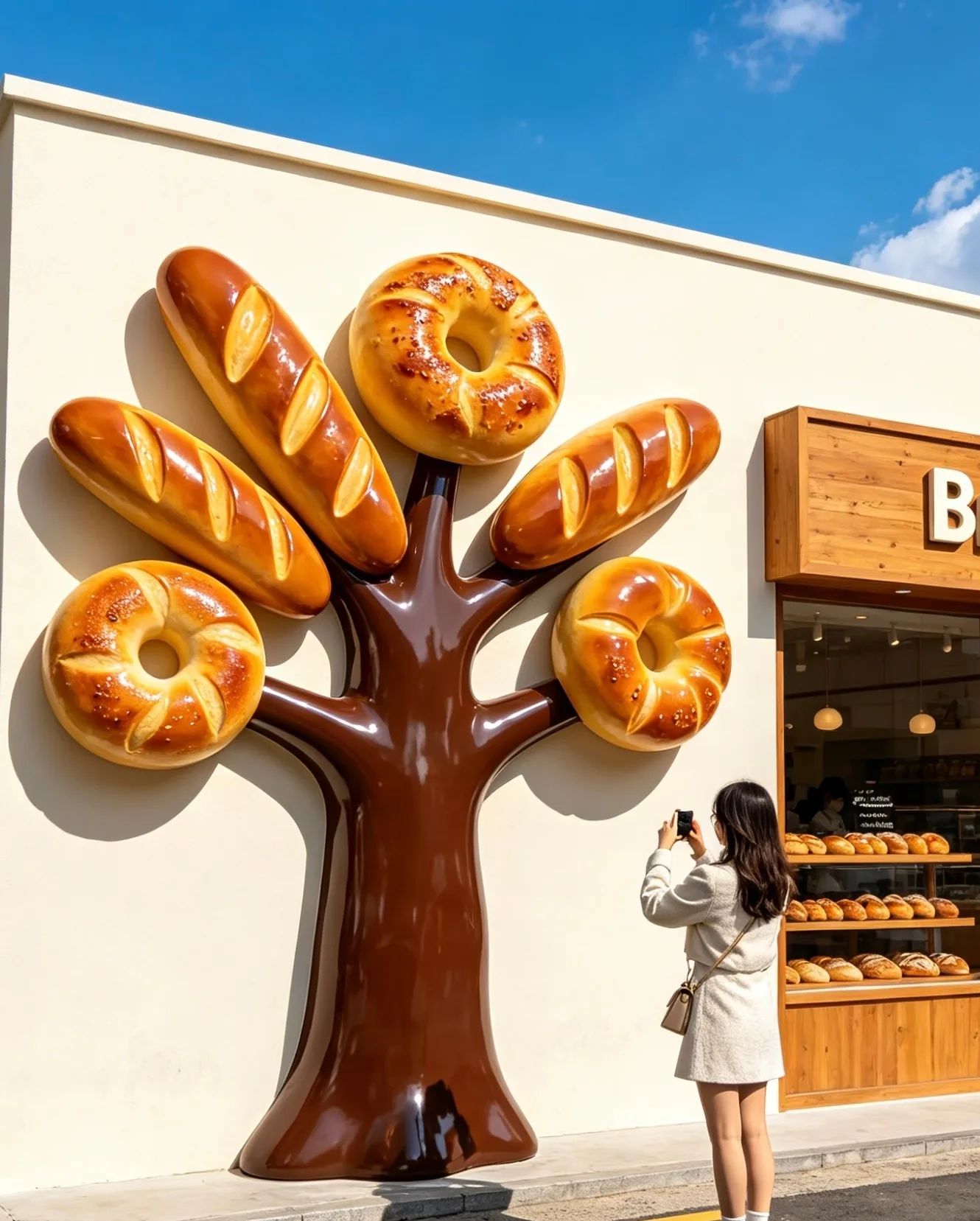 Giant Bread Tree Fiberglass Sculpture for Bakery & Cafe Outdoor Decor — view 4