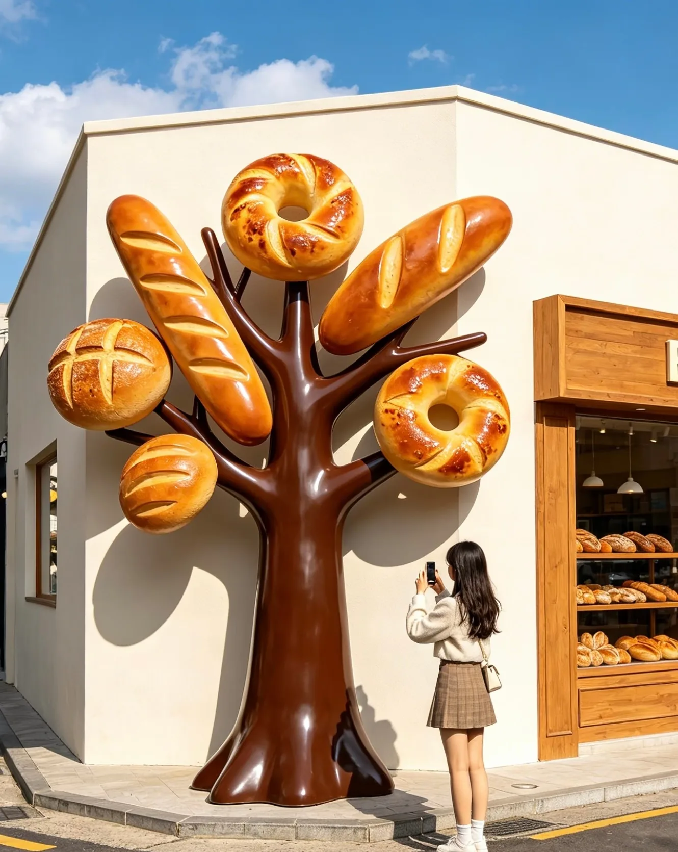 Giant Bread Tree Fiberglass Sculpture for Bakery & Cafe Outdoor Decor — view 2