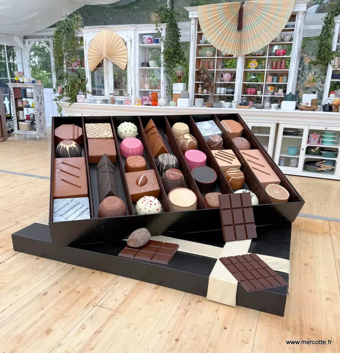 Giant Chocolate Bonbon Fiberglass Sculpture Set for Food-Themed Installations
