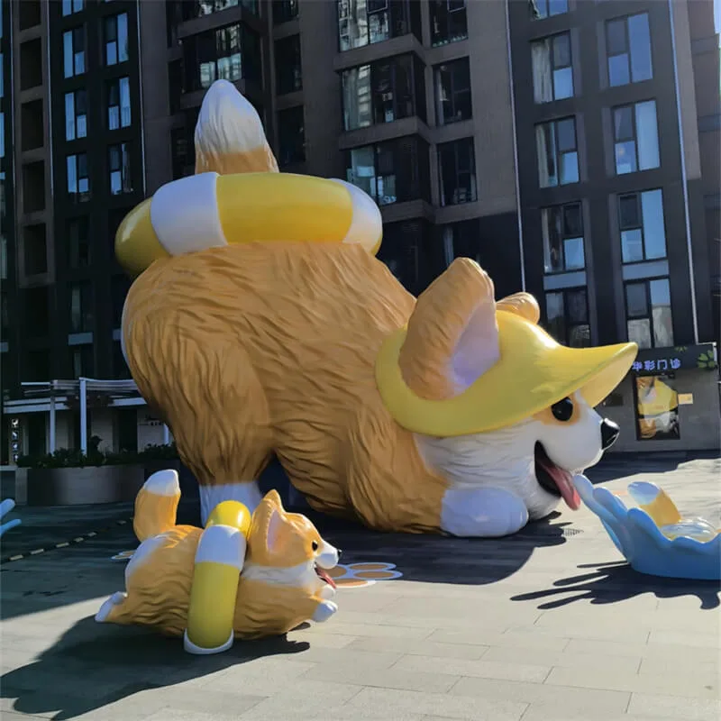 Giant Corgi FRP Sculpture | Viral IP Landmark for Malls and Plazas — view 4