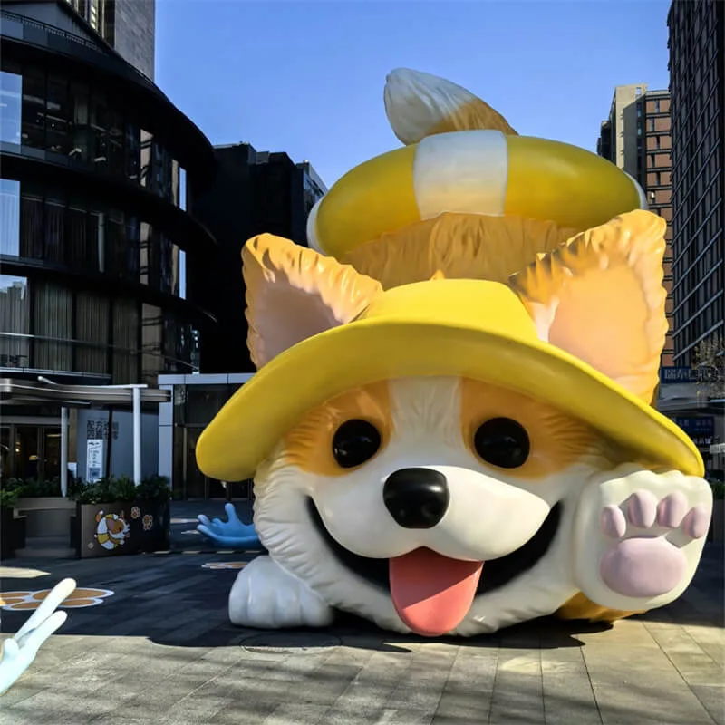 Giant Corgi FRP Sculpture | Viral IP Landmark for Malls and Plazas