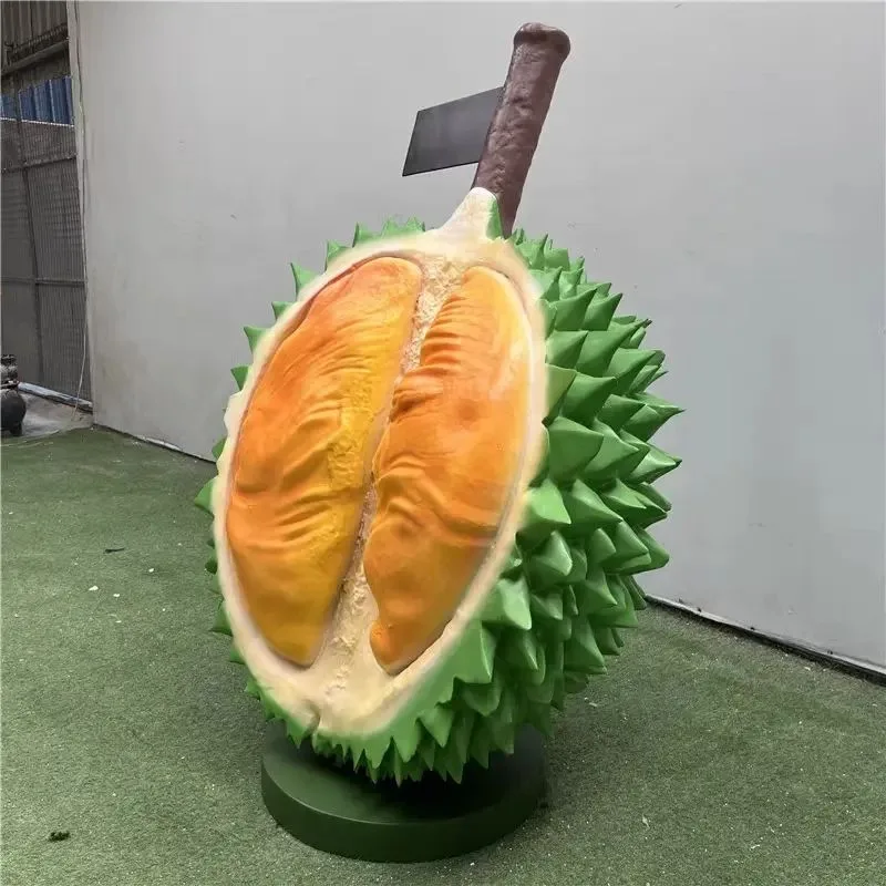 Giant Cut-open Durian FRP Sculpture for Fruit Shop & Street Market Decor