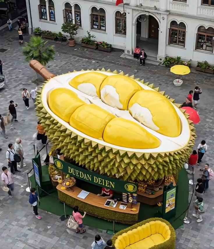 Giant Cut-open Durian FRP Sculpture for Fruit Shop & Street Market Decor — view 2