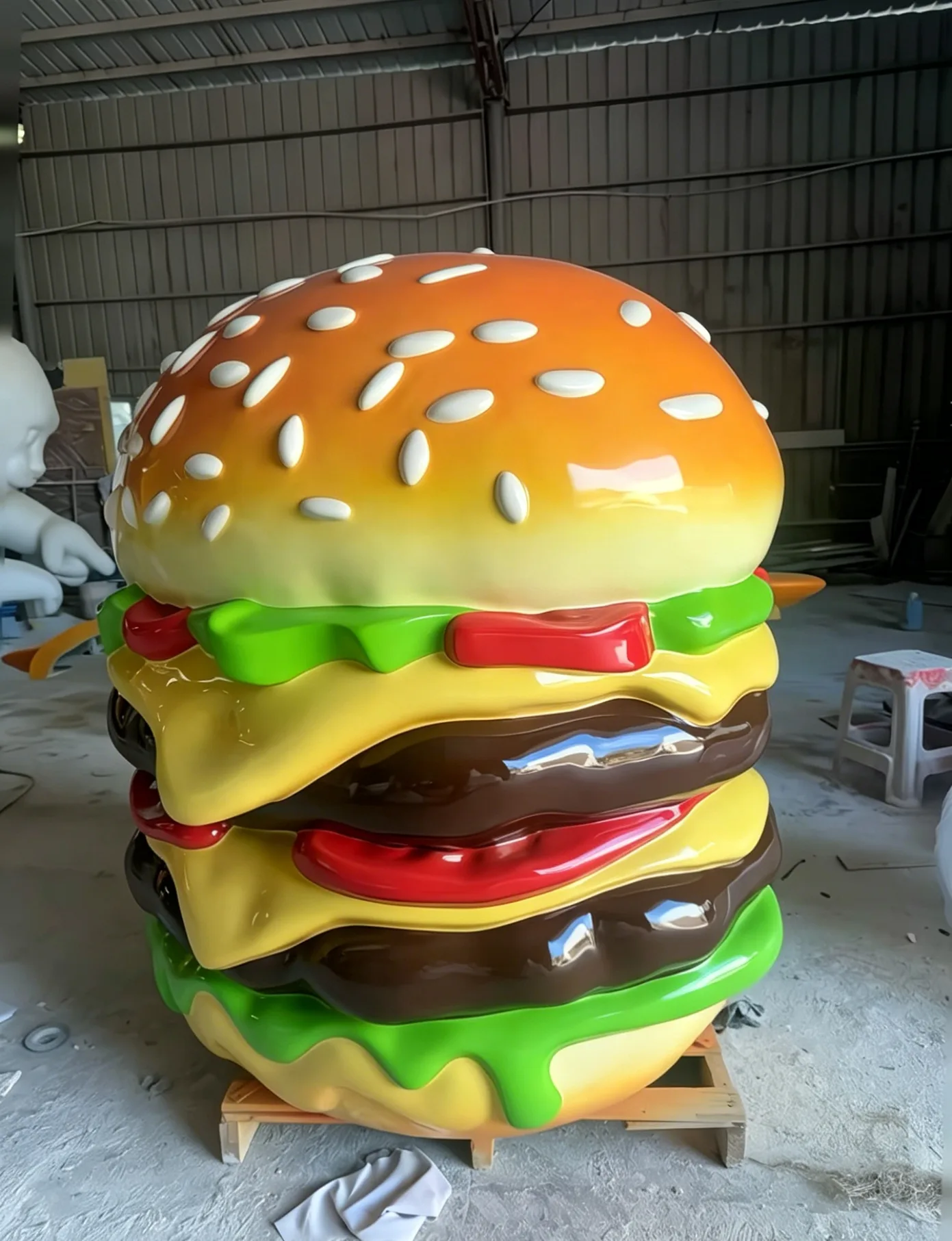 Giant Double Burger Sculpture | Fiberglass Food-Themed Decor — view 3