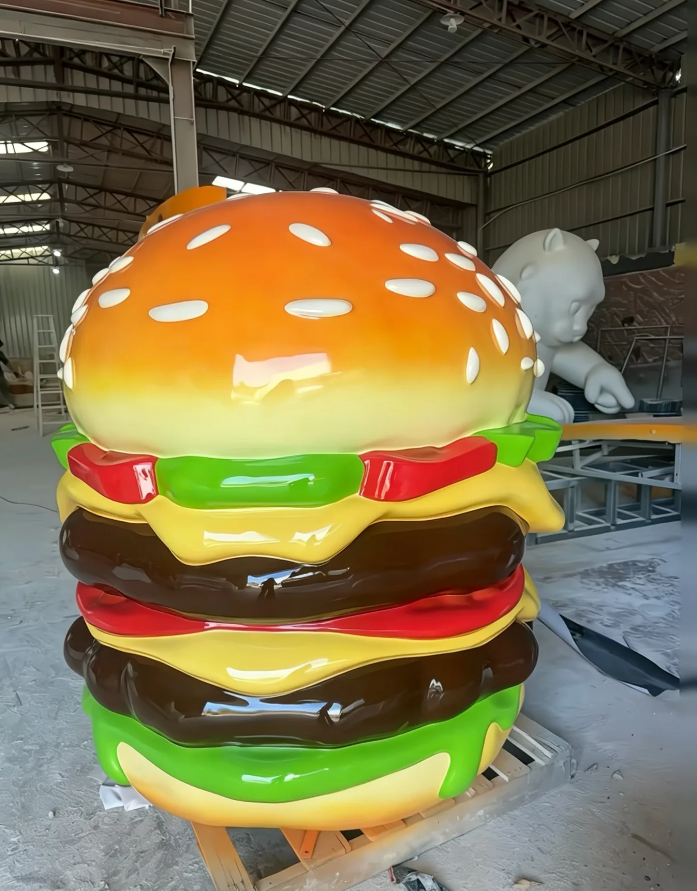 Giant Double Burger Sculpture | Fiberglass Food-Themed Decor — view 4