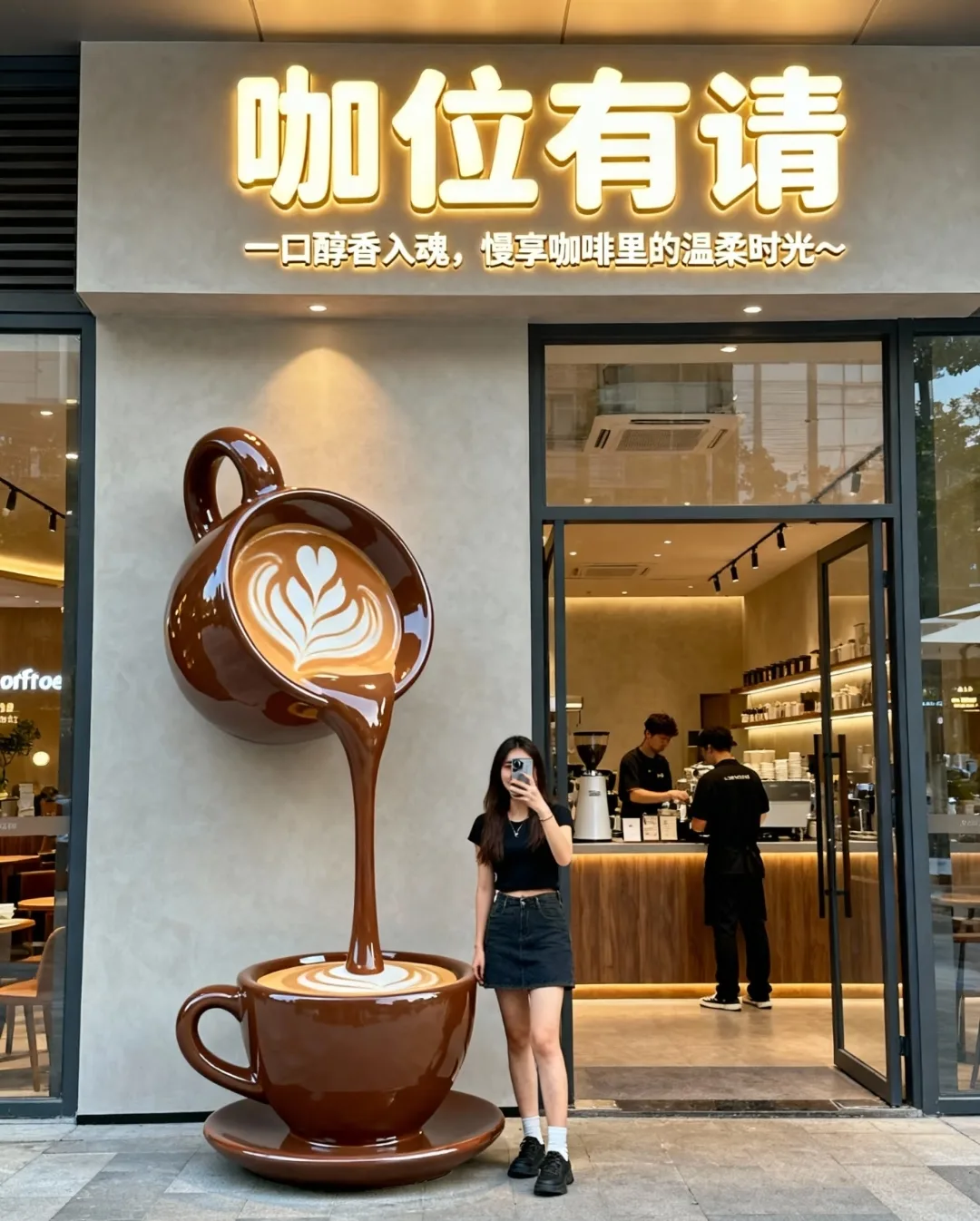 Giant Faucet Coffee Cup Sculpture | Whimsical 3D Art Installation for Café Storefronts (Copy)