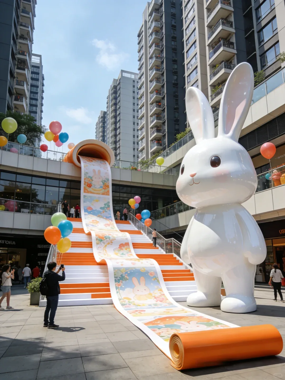 Giant Fiberglass Rabbit Sculptures: Cute Mall & Event Decor That Stands Out