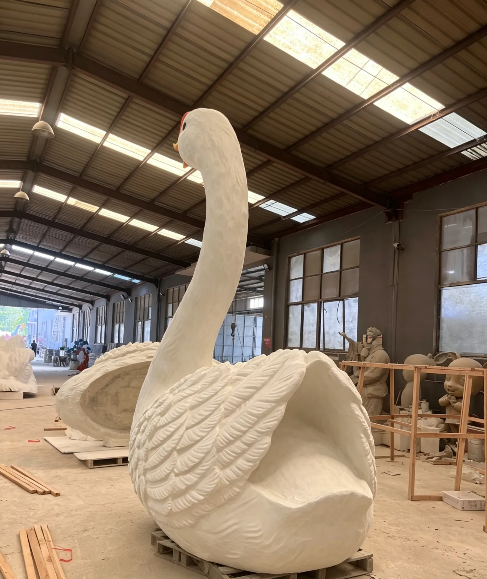 Giant Fiberglass Swan Sculpture for Ponds & Public Spaces — view 3