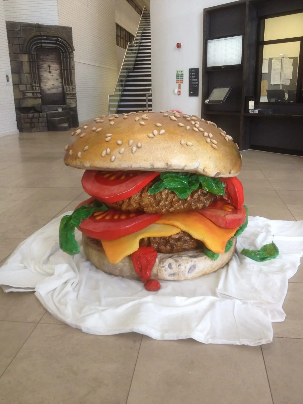 Giant FRP Double Patty Burger Sculpture for Fast Food Restaurant Outdoor Decor — view 3