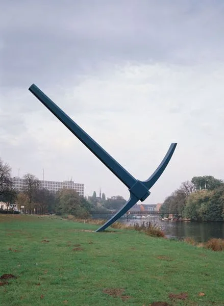 Giant FRP Pickaxe Sculpture for Riverside Park Outdoor Public Landscape Art — view 2
