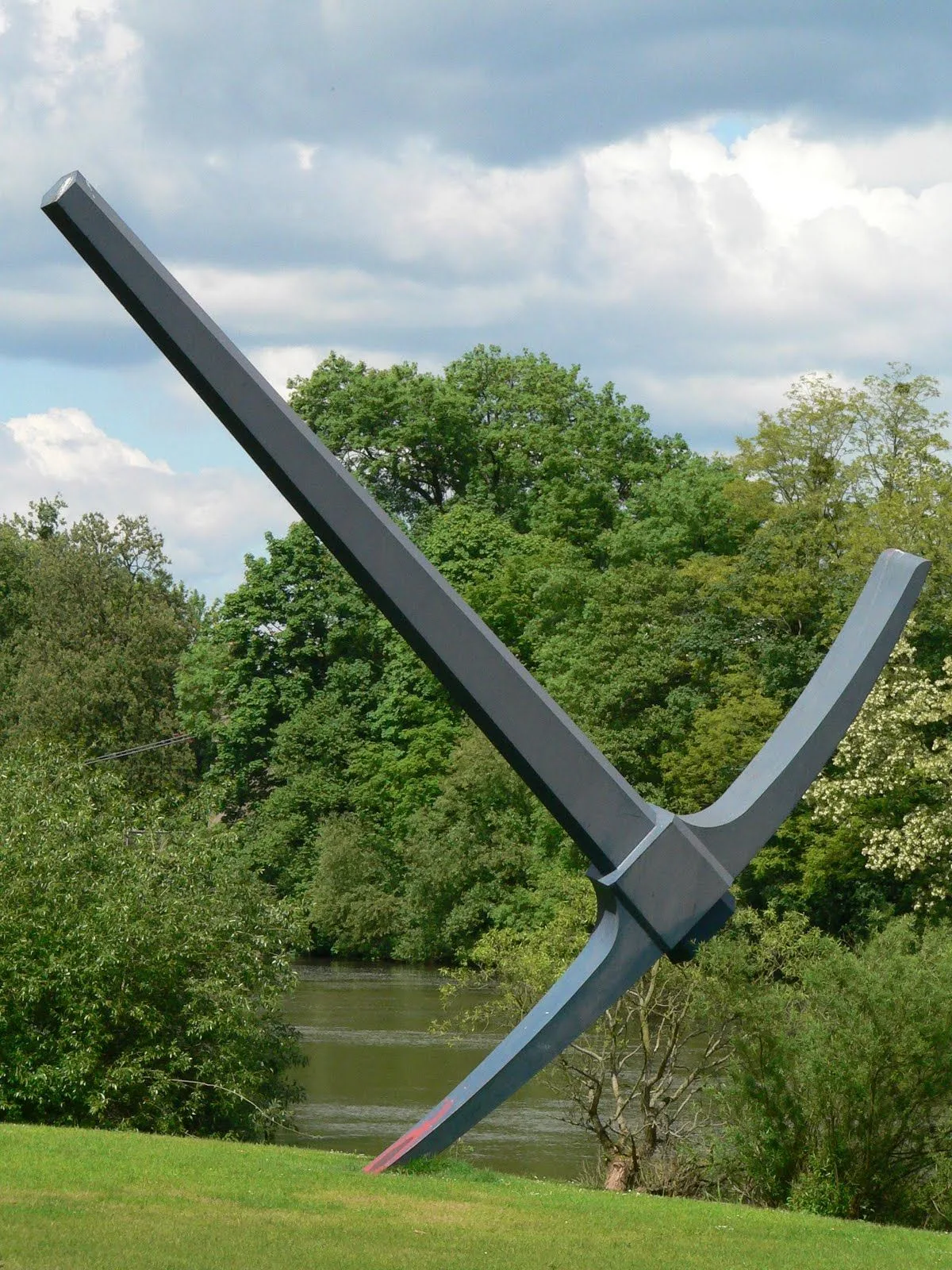 Giant FRP Pickaxe Sculpture for Riverside Park Outdoor Public Landscape Art