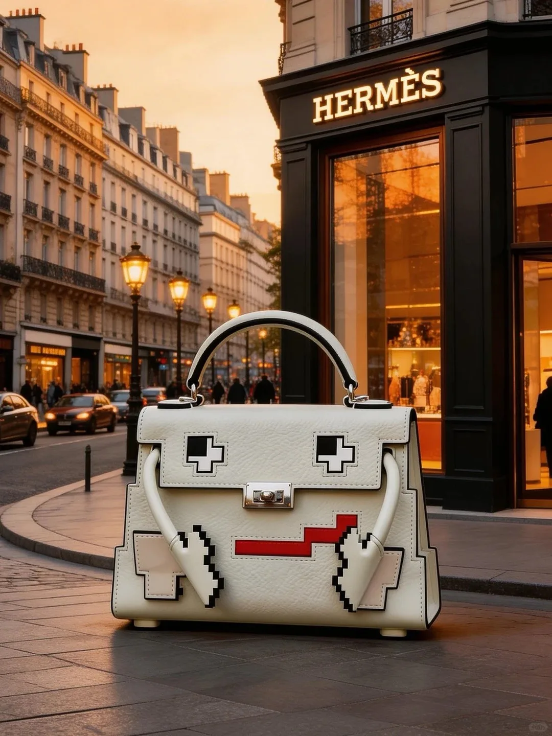 Giant FRP Pixel Leather Handbag Sculpture for Luxury Boutique Street Window Decor — view 4
