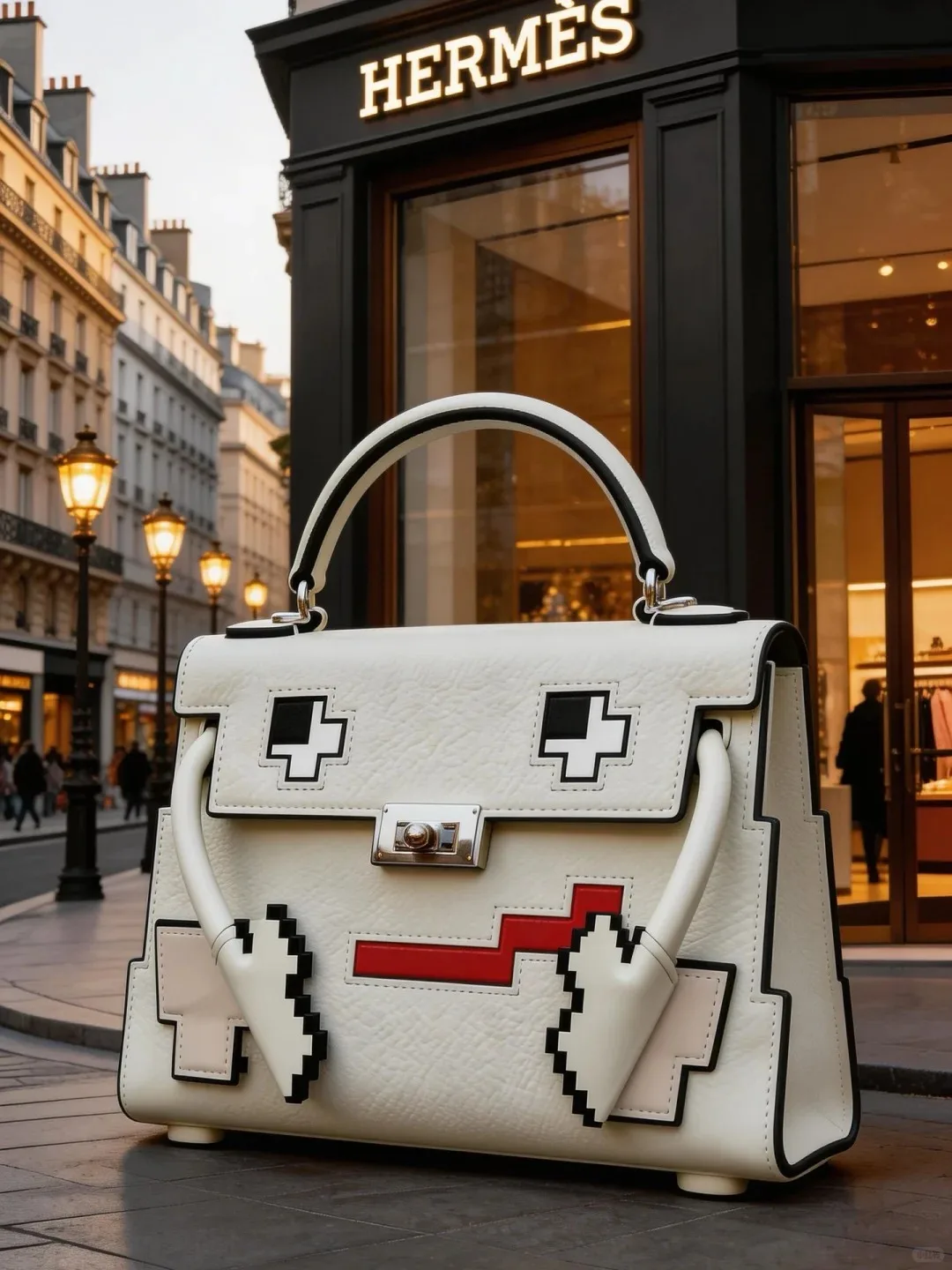 Giant FRP Pixel Leather Handbag Sculpture for Luxury Boutique Street Window Decor — view 2