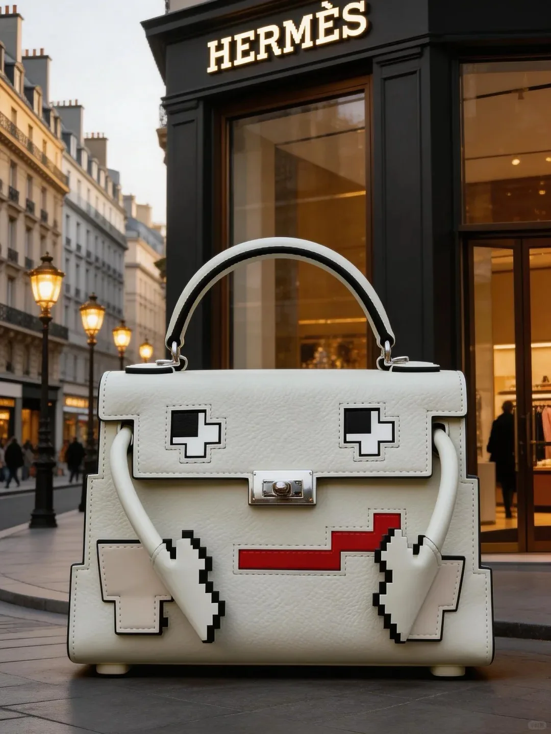 Giant FRP Pixel Leather Handbag Sculpture for Luxury Boutique Street Window Decor