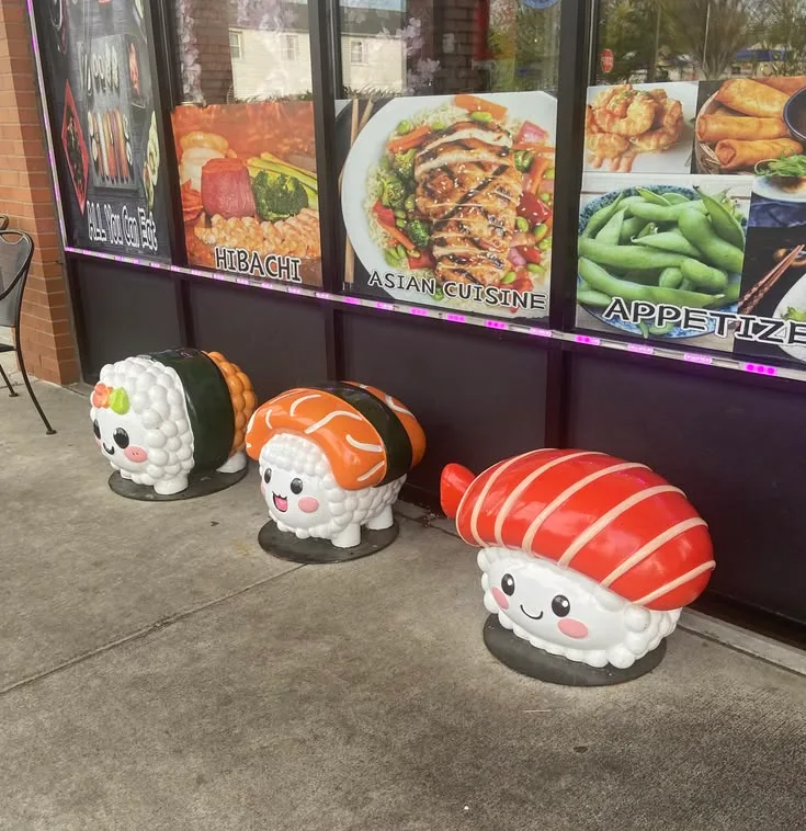 Giant FRP Sushi Sculpture Set, Realistic & Cartoon Sushi Statue for Japanese Restaurant Decor — view 4