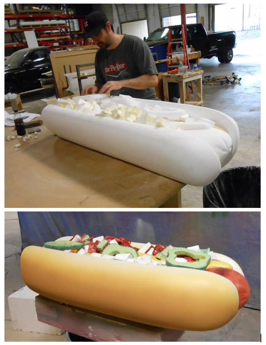 Giant Hot Dog Fiberglass Sculpture for Food Festivals & Retail Decor