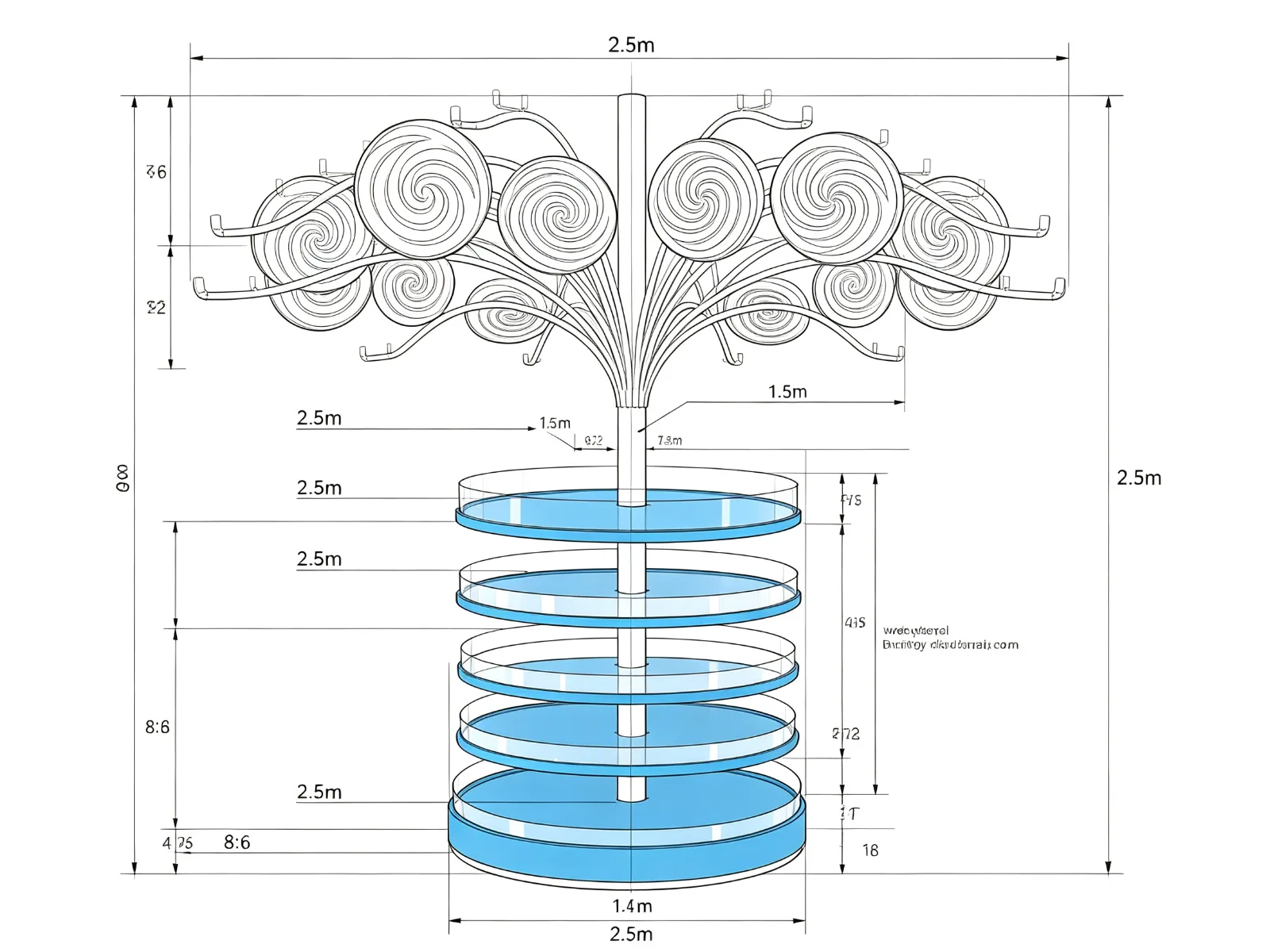 Giant Lollipop Candy Tree Display 2.5m Canopy with Rotating Tiered Stand — product detail 1