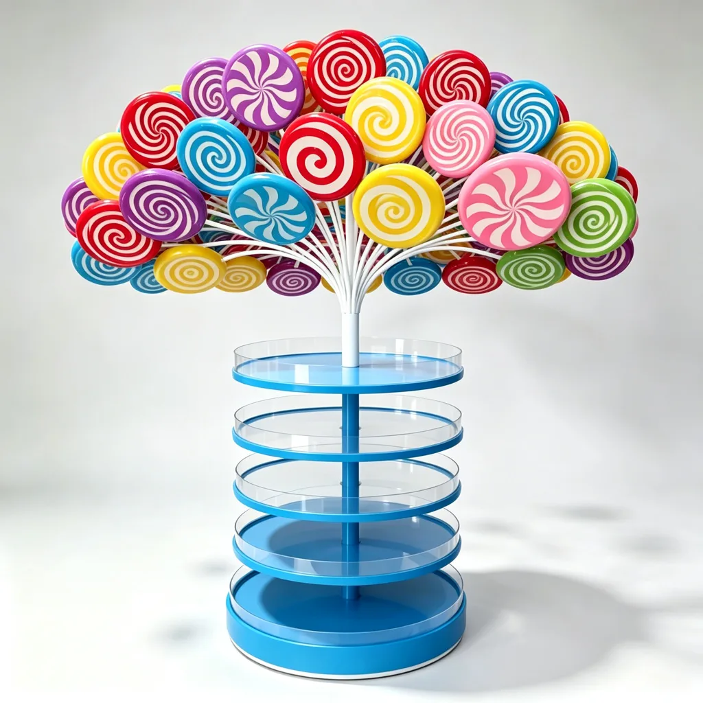 Giant Lollipop Candy Tree Display 2.5m Canopy with Rotating Tiered Stand