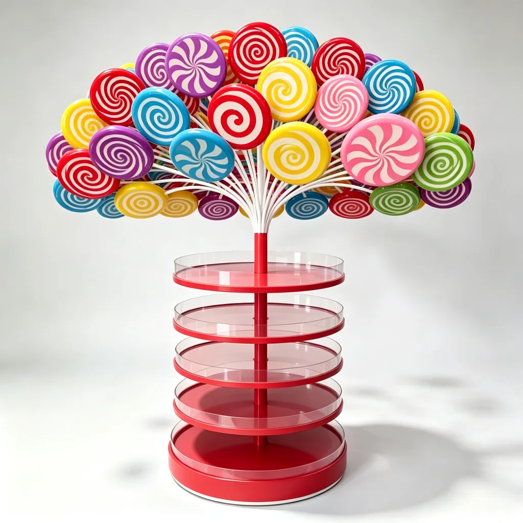 Giant Lollipop Candy Tree Display 2.5m Canopy with Rotating Tiered Stand — view 2
