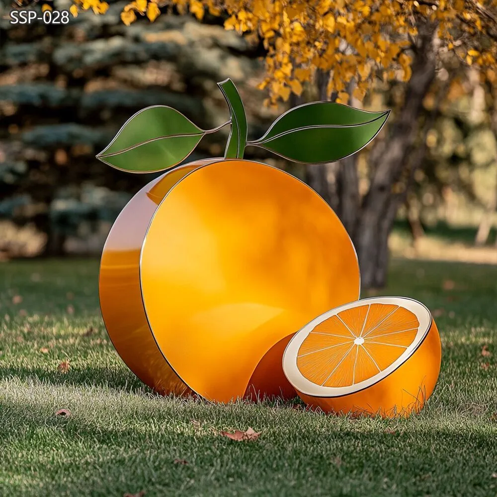 Giant Orange Fruit Fiberglass Sculpture for Park Orchard & Fruit Shop Landmark Decor — view 3