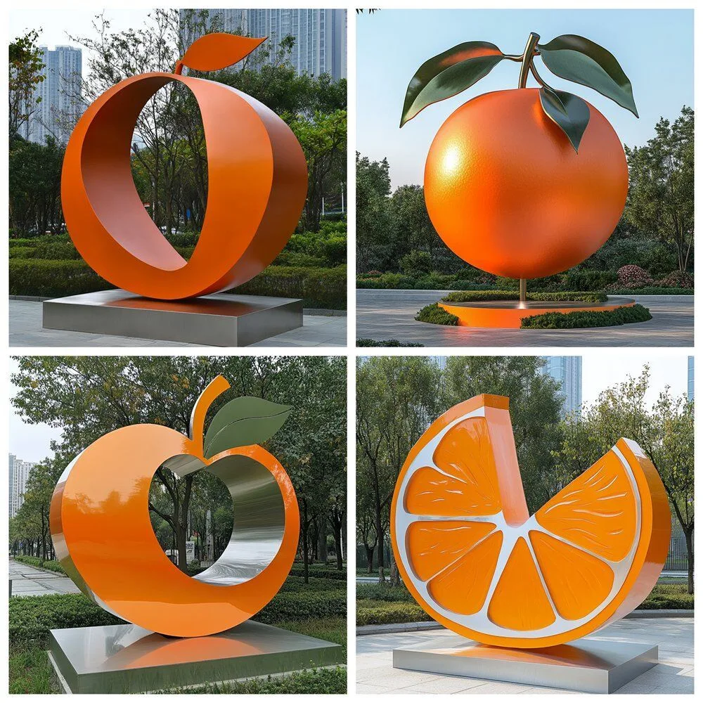 Giant Orange Fruit Fiberglass Sculpture for Park Orchard & Fruit Shop Landmark Decor