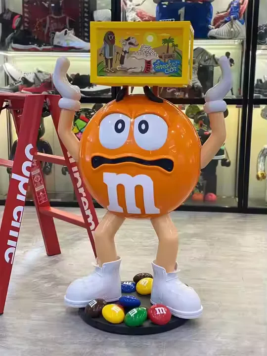 Giant Orange M&M Candy Character Fiberglass Sculpture for sale — view 3