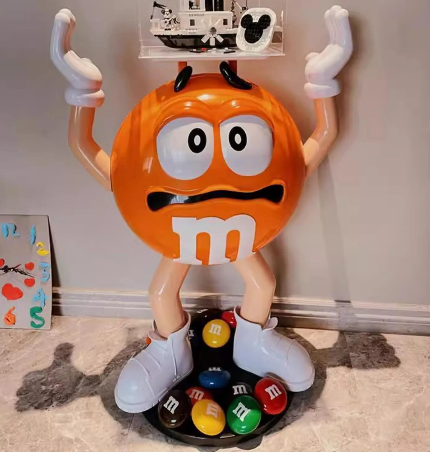 Giant Orange M&M Candy Character Fiberglass Sculpture for sale — view 6