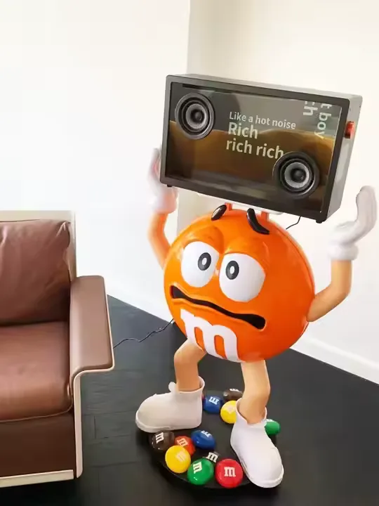 Giant Orange M&M Candy Character Fiberglass Sculpture for sale — view 4