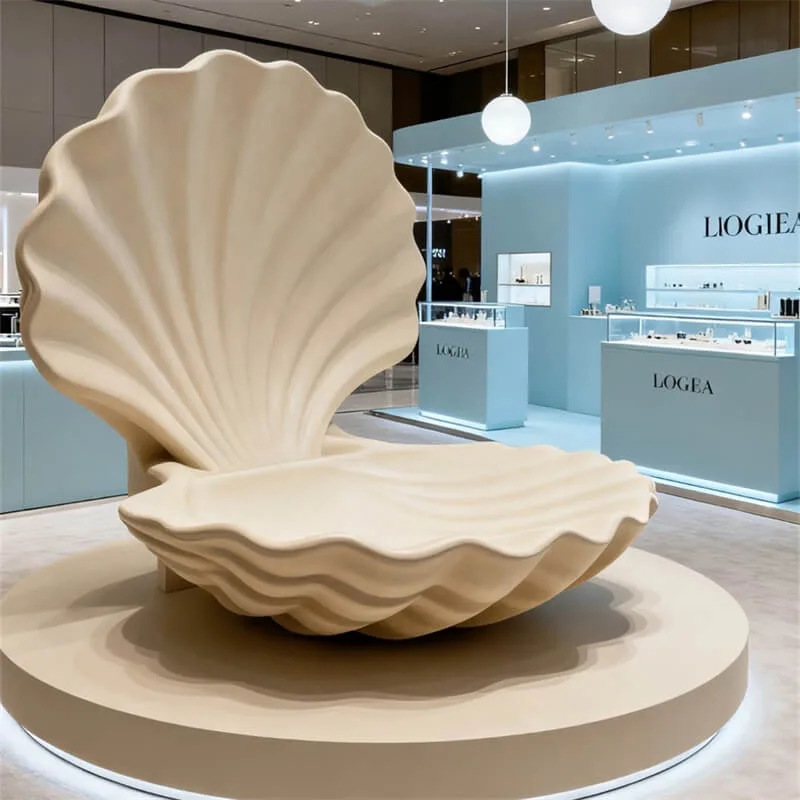 Giant Shell Sculpture | Themed Decor for Pearl Jewelry Stores, Luxury Mall Photo‑Ready Shell Sculpture