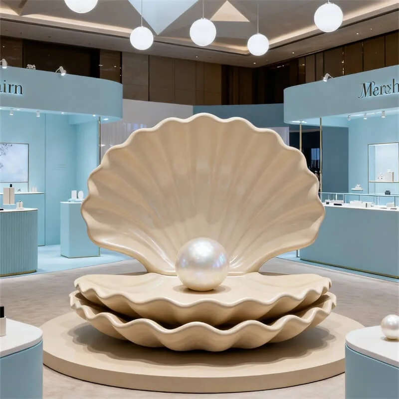 Giant Shell Sculpture | Themed Decor for Pearl Jewelry Stores, Luxury Mall Photo‑Ready Shell Sculpture — view 4