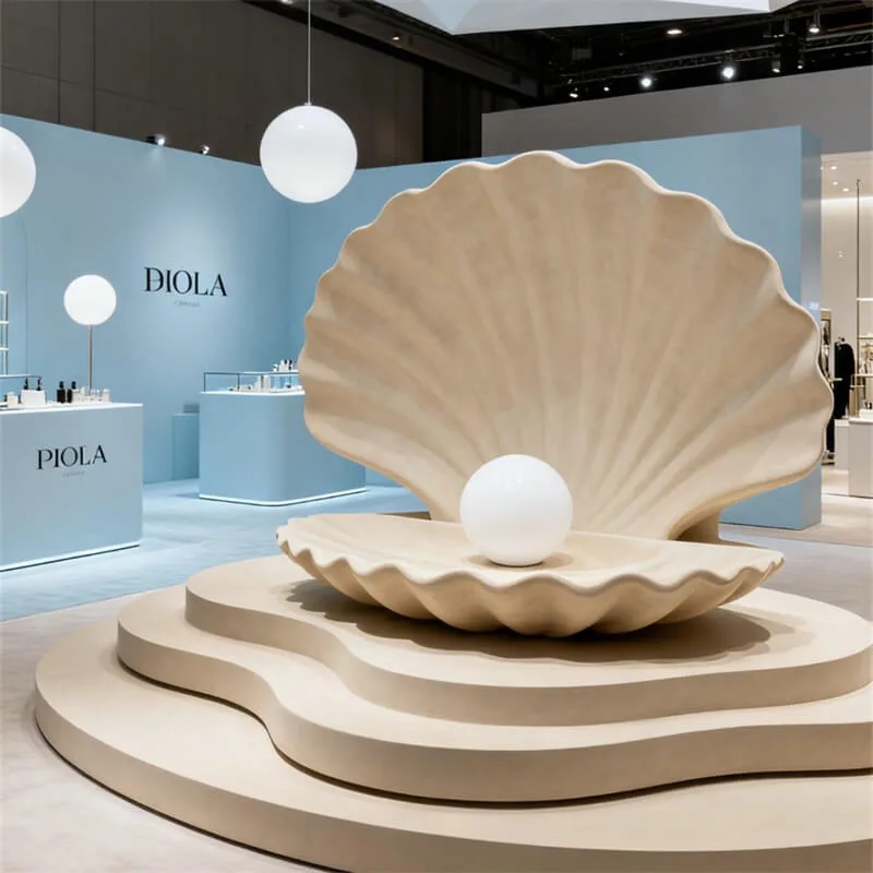 Giant Shell Sculpture | Themed Decor for Pearl Jewelry Stores, Luxury Mall Photo‑Ready Shell Sculpture — view 3