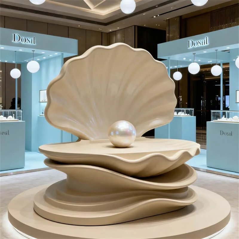 Giant Shell Sculpture | Themed Decor for Pearl Jewelry Stores, Luxury Mall Photo‑Ready Shell Sculpture — view 2