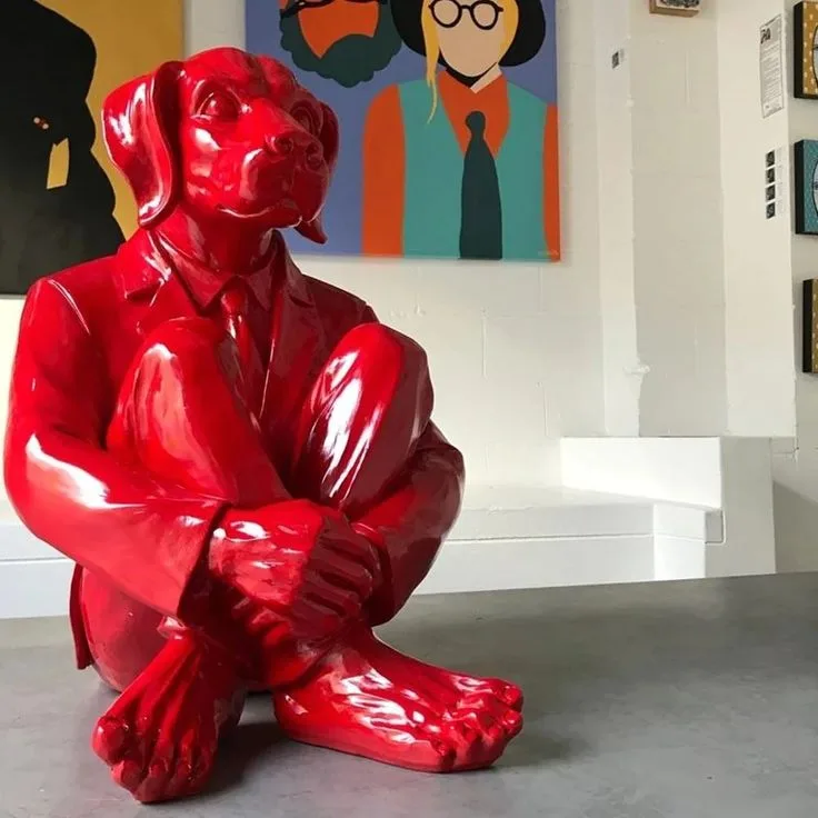 Glossy Dog Fiberglass Sculpture for Boutique, Mall & Home Interior Decor — view 2