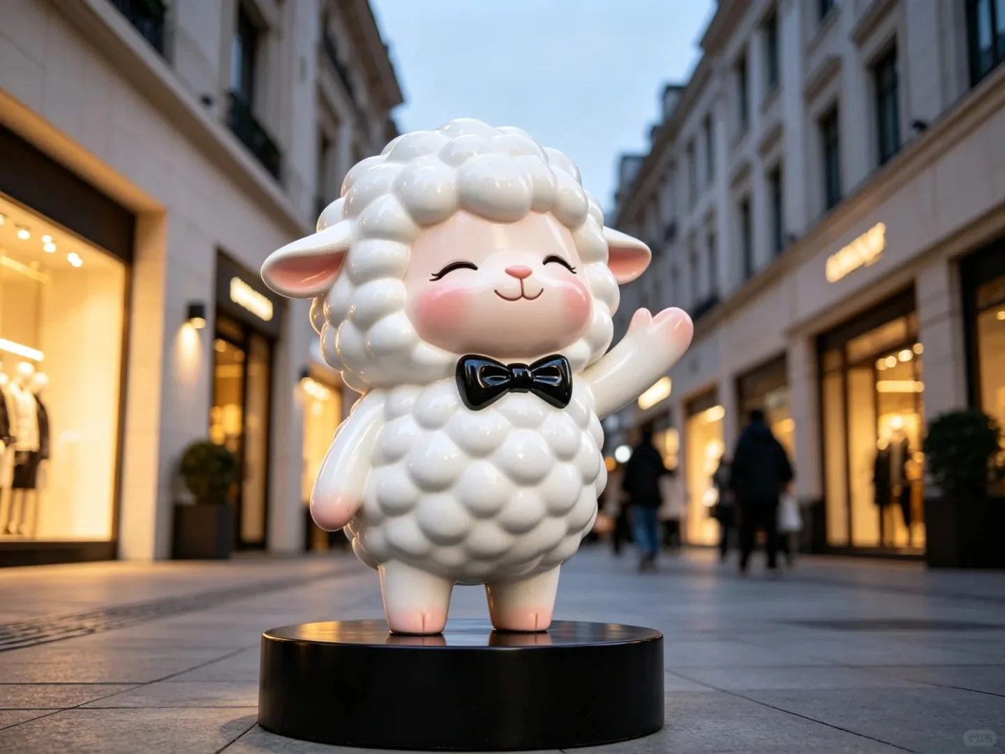 Glossy FRP Cartoon Gentle Sheep Mascot Sculpture for Mall Hotel Commercial Lobby Decor — view 3
