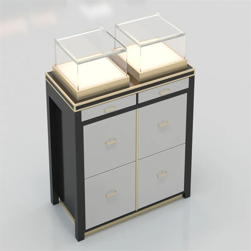 Gold and Black Jewelry Display Showcase High-end Jewelry Display Cabinet