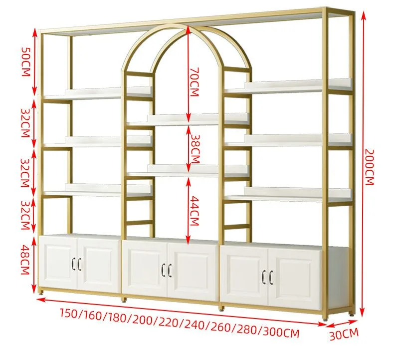 Gold Arch Metal Cosmetic Display Shelf With LED for Beauty Shop — view 2