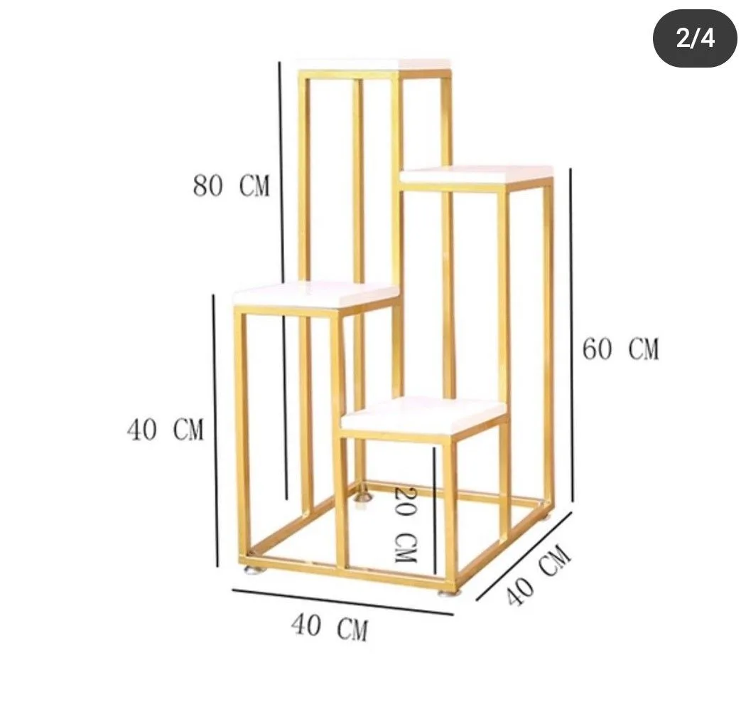 Gold Metal Asymmetrical 4-Tier Step Display Pedestal Stand — view 2