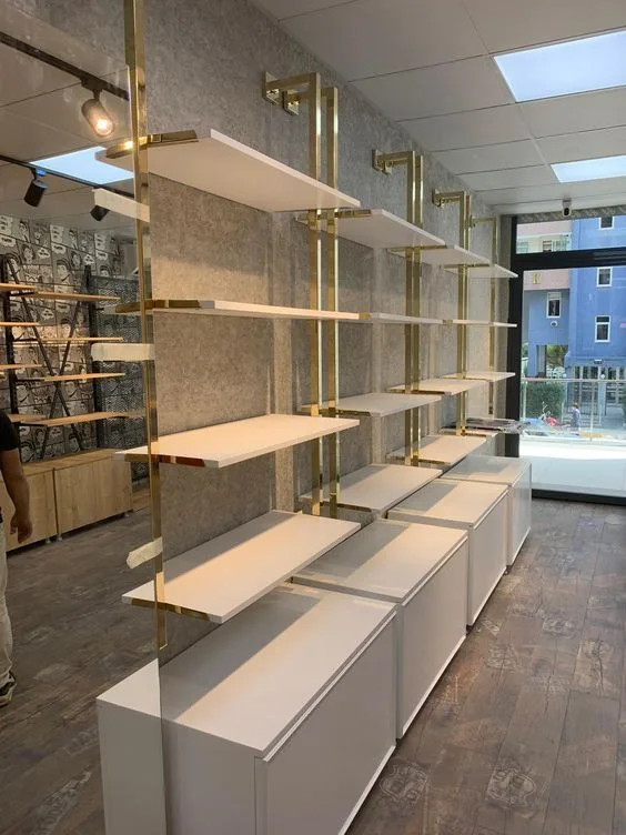 Gold Metal Wall Mount Retail Display Shelving Set — view 2