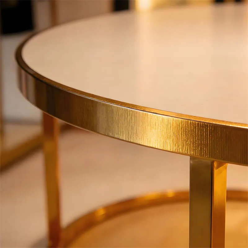 Gold-Plated Stainless Steel Double-Layer Shoe Display Table | For Luxury Clothing & Shoe Stores — view 4