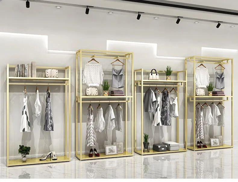 Gold Stainless Steel Clothing Display Racks High-end Clothing Display Shelves on Sale — view 3