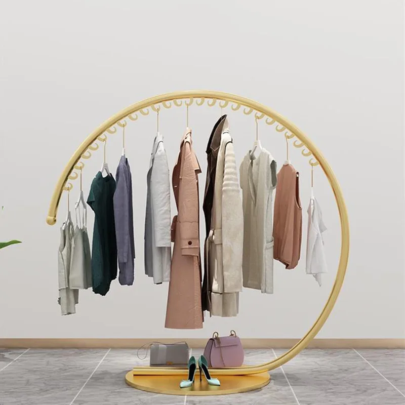 Gold stylish clothing display stand with practical hangers in hot sale — view 3
