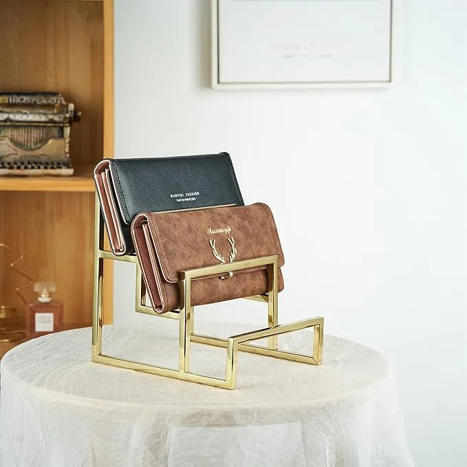 Golden handbag display rack Wallet display rack for boutique stores — view 3