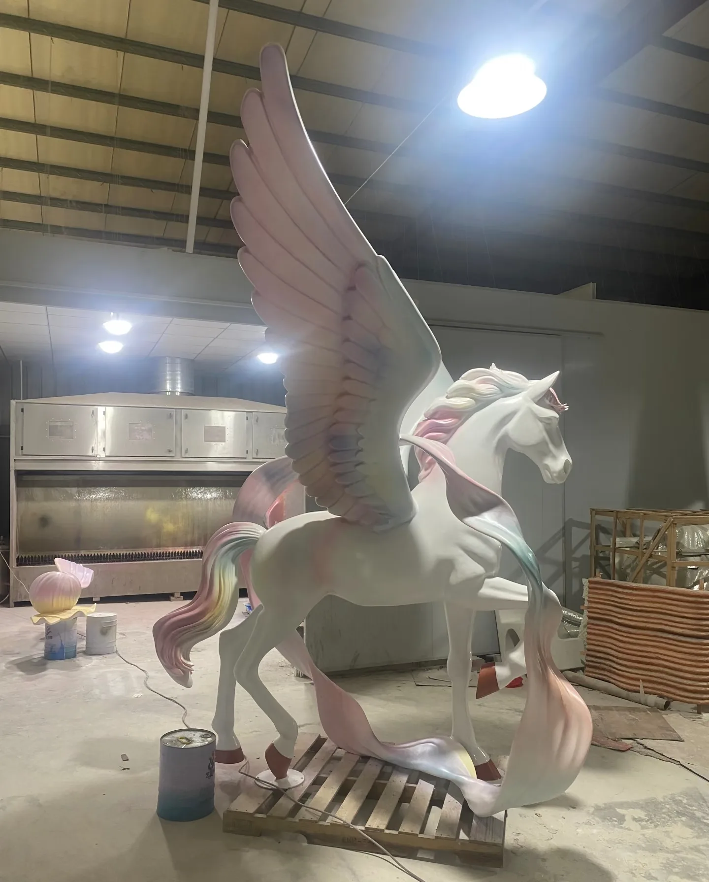 Gradient Pegasus Fiberglass Sculpture | Art Ornament for Commercial Space — view 4