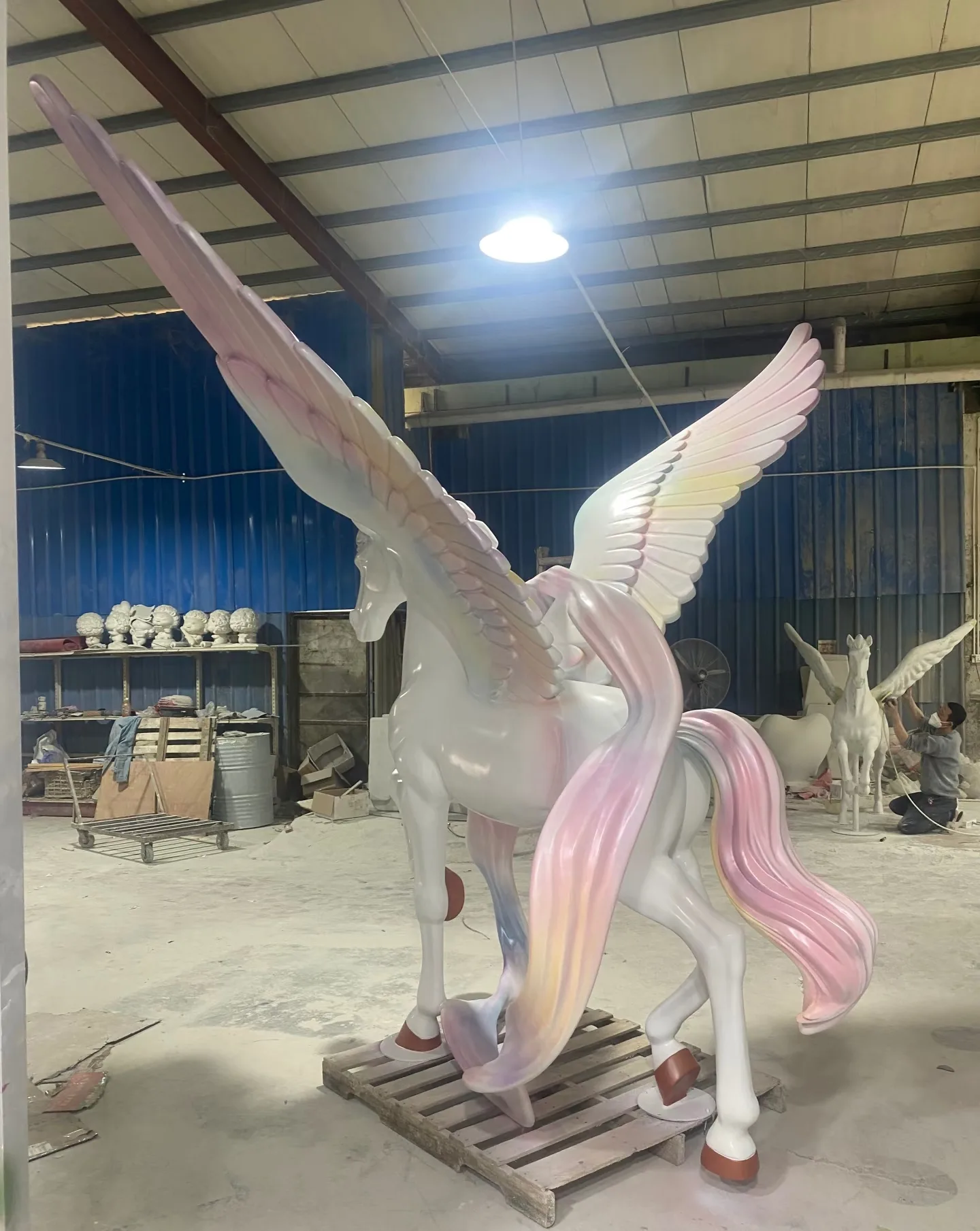 Gradient Pegasus Fiberglass Sculpture | Art Ornament for Commercial Space — view 3