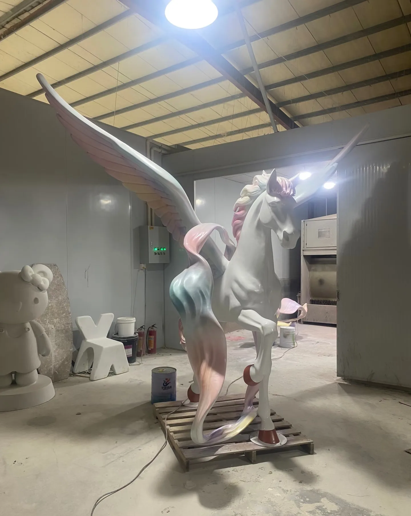 Gradient Pegasus Fiberglass Sculpture | Art Ornament for Commercial Space — view 5