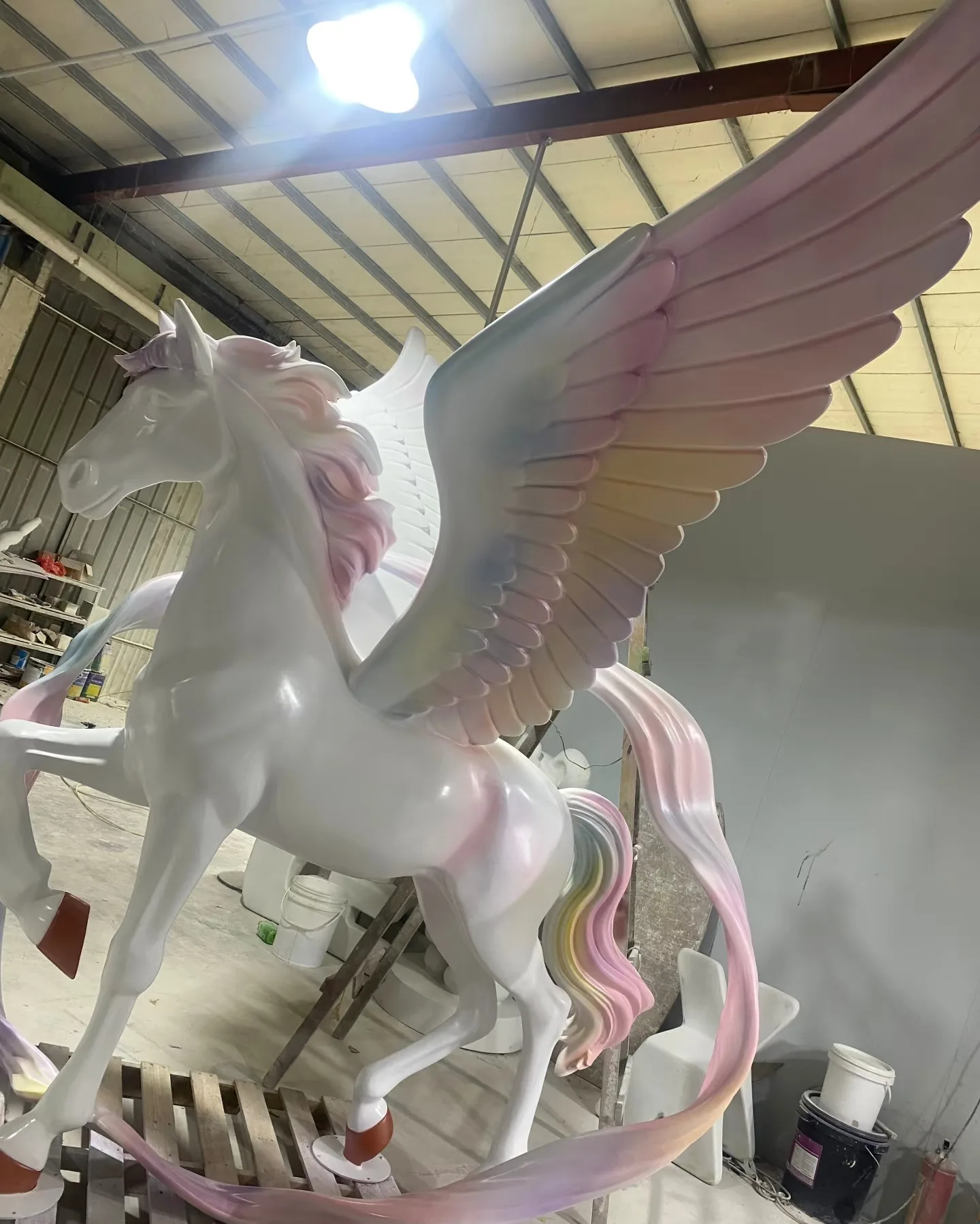 Gradient Pegasus Fiberglass Sculpture | Art Ornament for Commercial Space — view 6