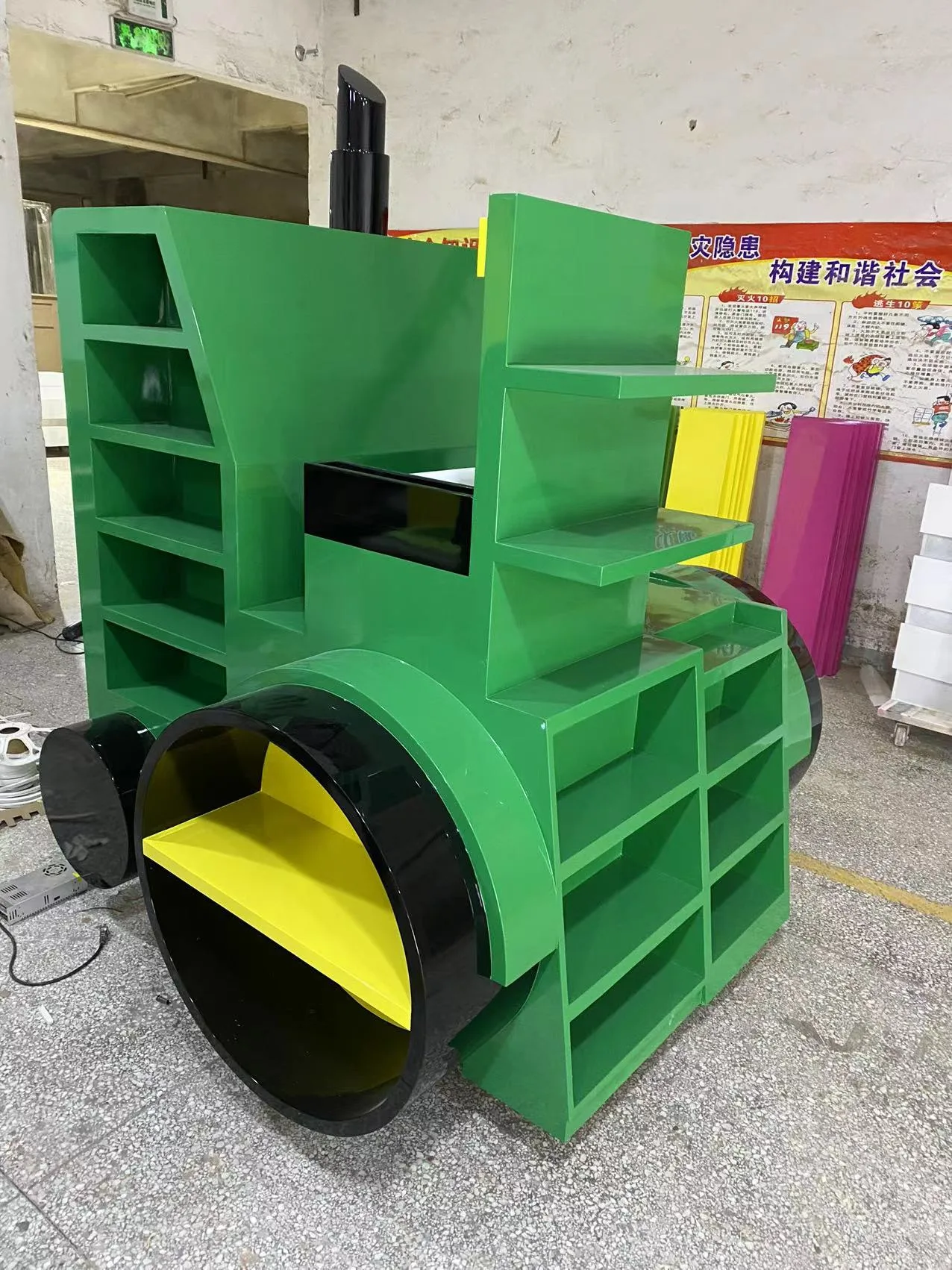 Green tractor shaped candy display stand unique snack display stand on Sale — view 3