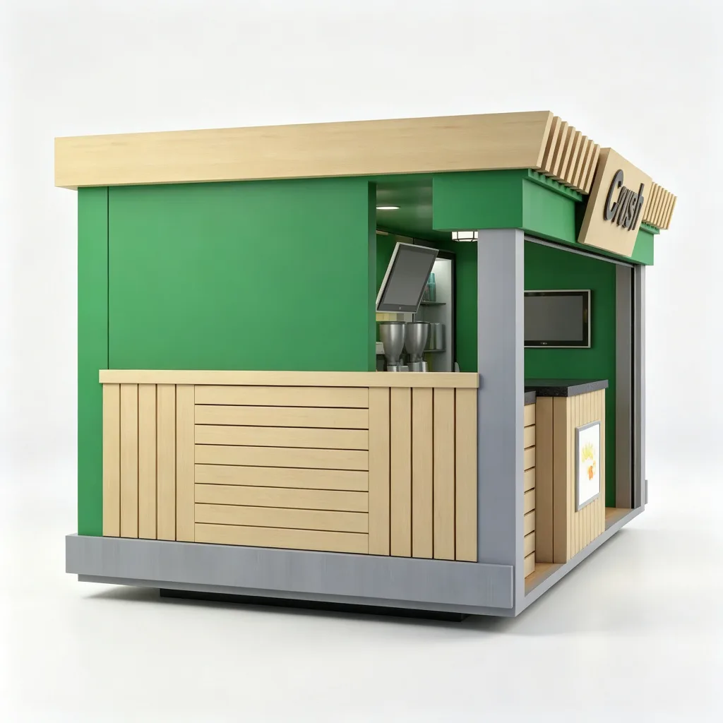 Green Wood Ice Cream Food Kiosk with Gelato Display and Juice Bar — view 3