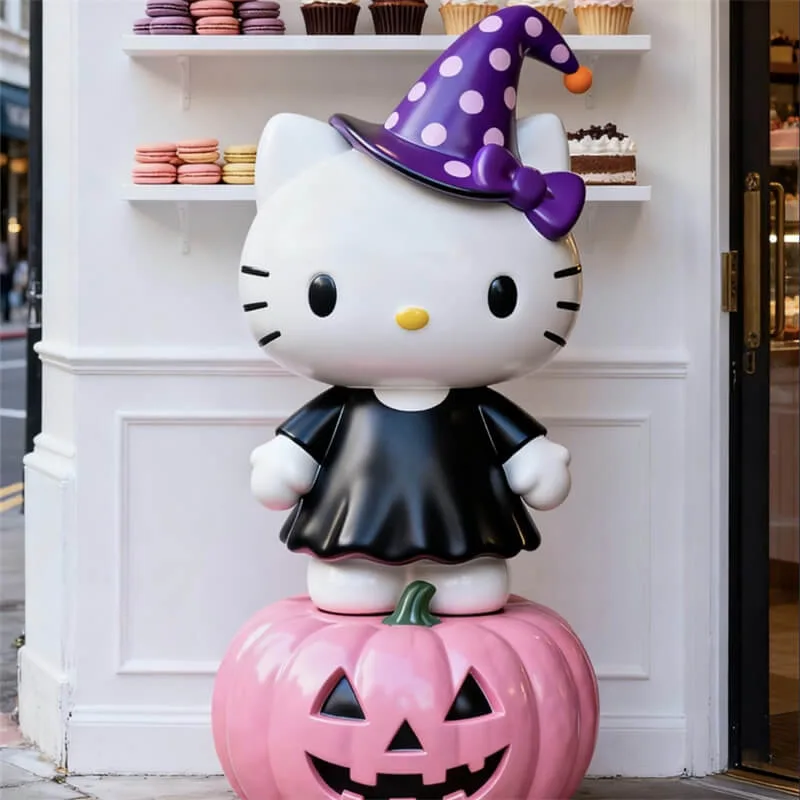 Halloween Hello Kitty Fiberglass Sculpture | Dessert Shop / Mall Mascot, Holiday Photo Prop