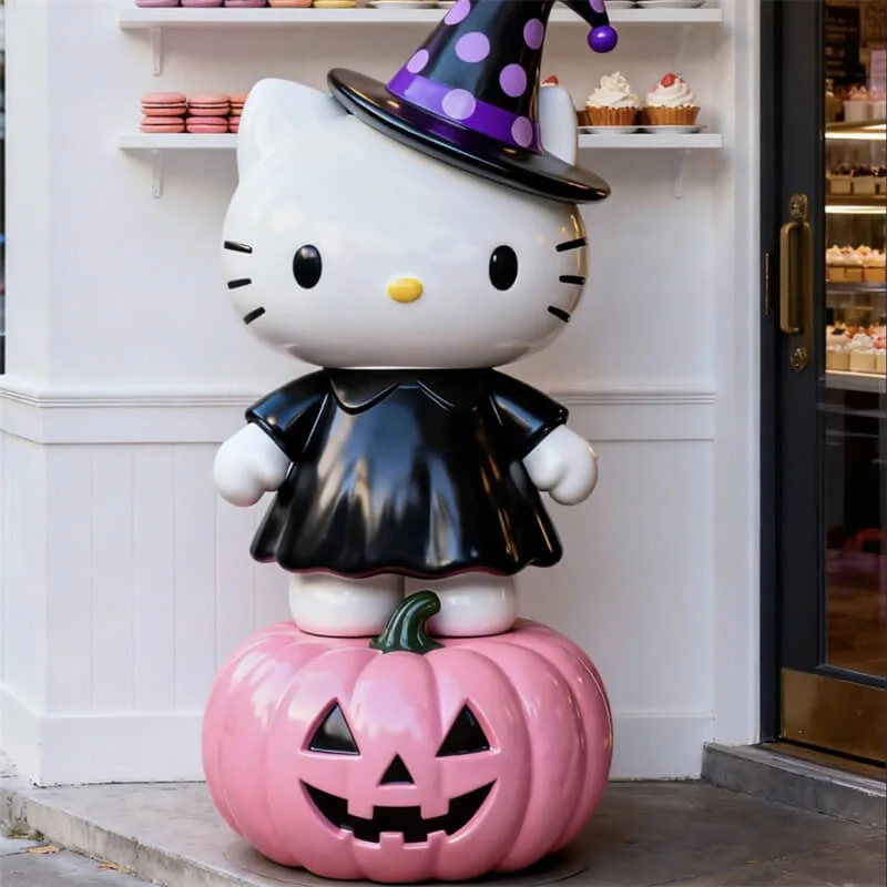 Halloween Hello Kitty Fiberglass Sculpture | Dessert Shop / Mall Mascot, Holiday Photo Prop — view 4